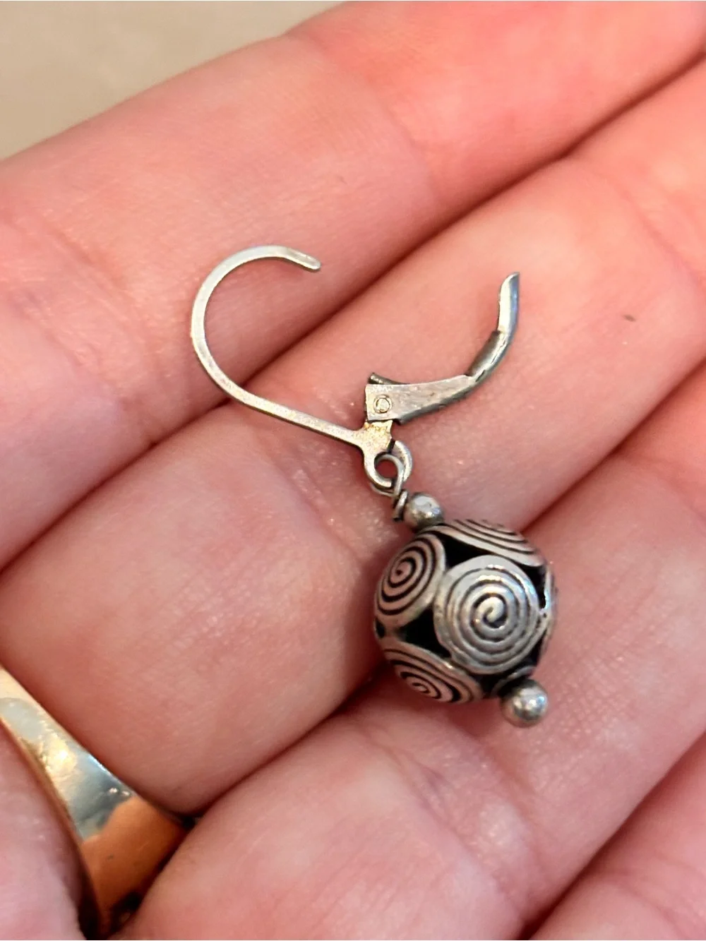 Vintage Sterling Silver 925 Swirl Ball Drop Earrings